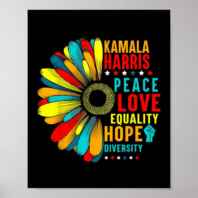 Poster Kamala Harris Paz Igualdade de Amor Esperam Divers (Frente)