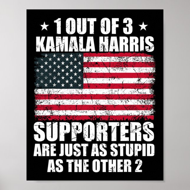 Poster Kamala Harris Piada estúpida bandeira americana En (Frente)