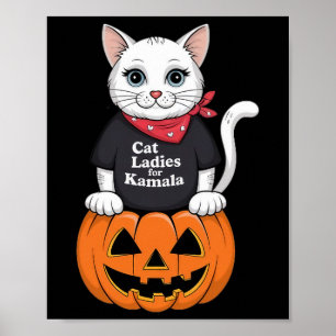 Poster Kamala Harris Pumpkin Halloween Cat Damas Para Kam