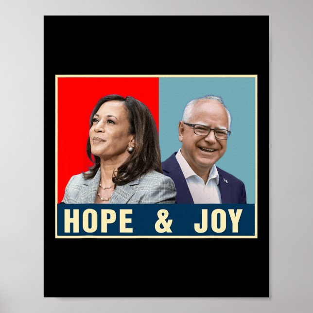 Poster Kamala Harris Tim Walz 2024 Esperança E Joy (Frente)