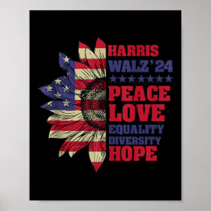 Poster Kamala Harris Tim Walz 2024 Peace Lgbt Harris Walz