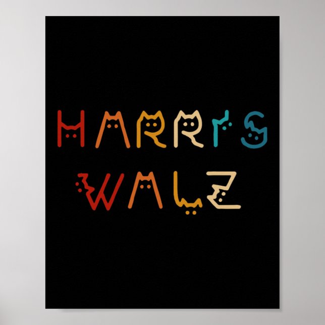 Poster Kamala Harris Walz Walz Waltz 2024 Cat Lettering P (Frente)