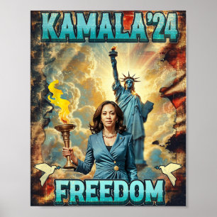 Poster Kamala Para O Presidente Slogan Statue Liberty Pro