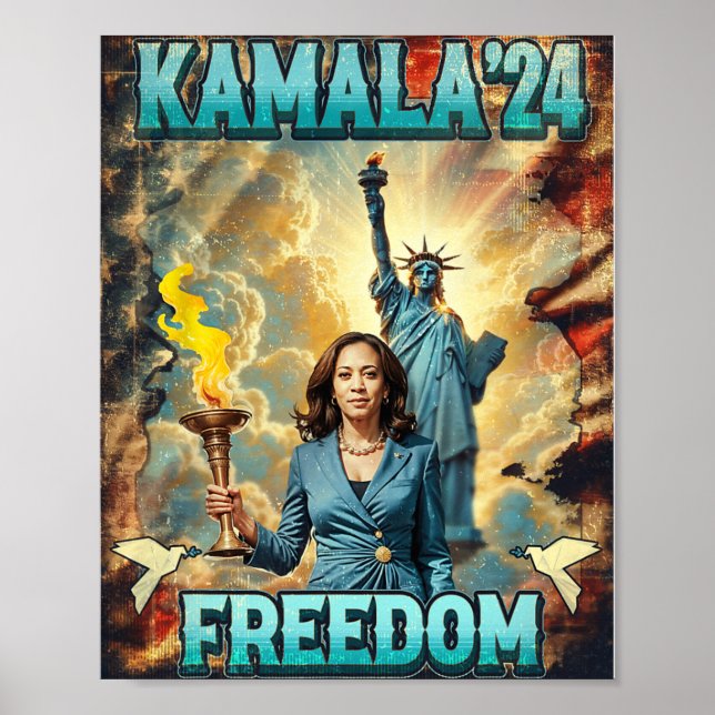Poster Kamala Para O Presidente Slogan Statue Liberty Pro (Frente)