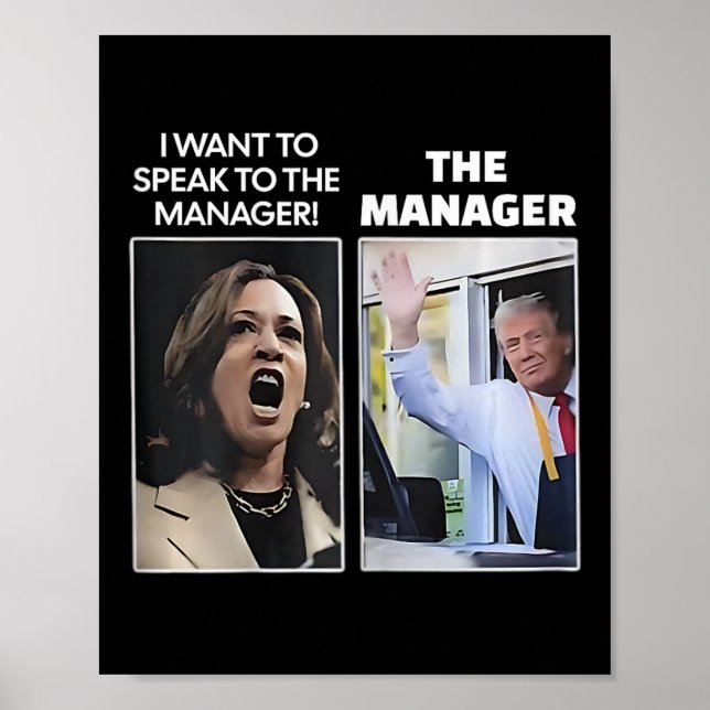 Poster Kamala Quero Falar Com O Gerente Trump Mcdona (Frente)