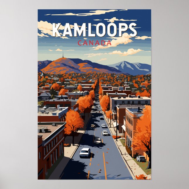 Poster Kamloops Canadá Viagem Arte Vintage (Frente)