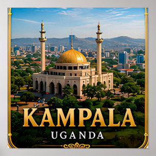 Poster Kampala Sete Colinas e Mesquita Nacional de Uganda