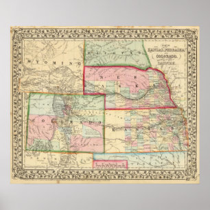 Pôster Kan, Neb, mapa de Colo por Mitchell