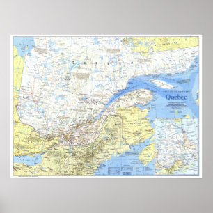Poster "Kanada: MAPA 1991 detalhado de Quebeque…