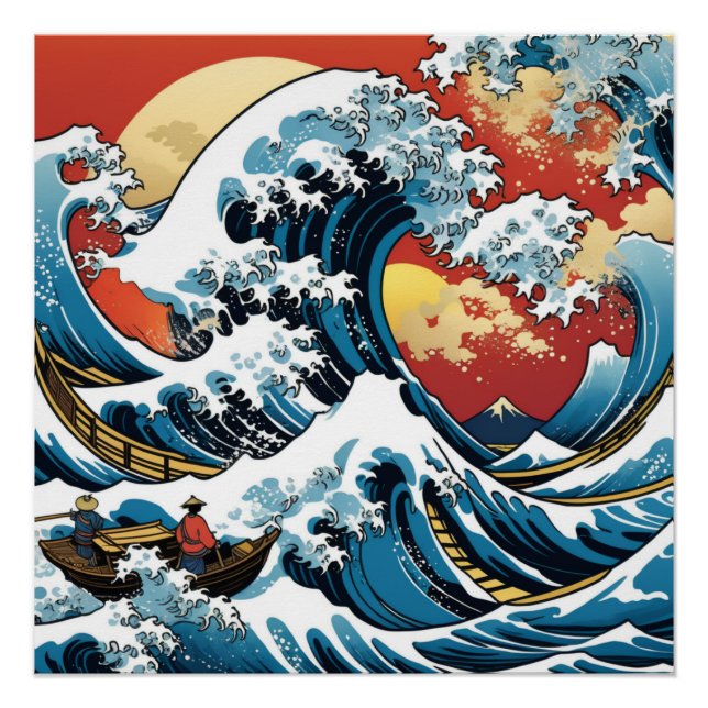 Pôster Kanagawa japonês A grande onda (Frente)