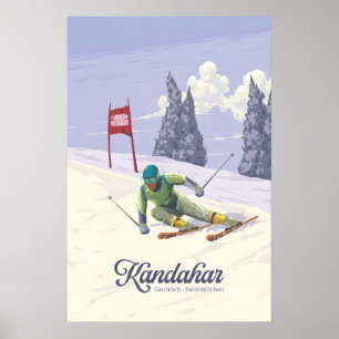 Poster Kandahar Garmisch Partenkirchen Alemanha Estação d