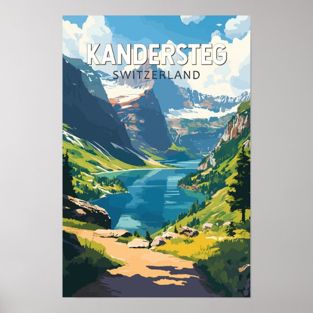 Poster Kandersteg Suíça Viagem Arte Vintage (Frente)