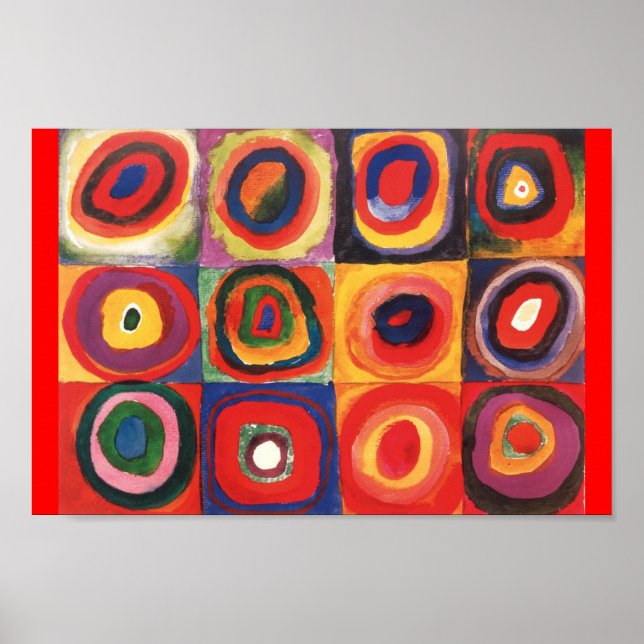 Pôster Kandinsky Farbstudie Quadrate Squares Circles Art (Frente)