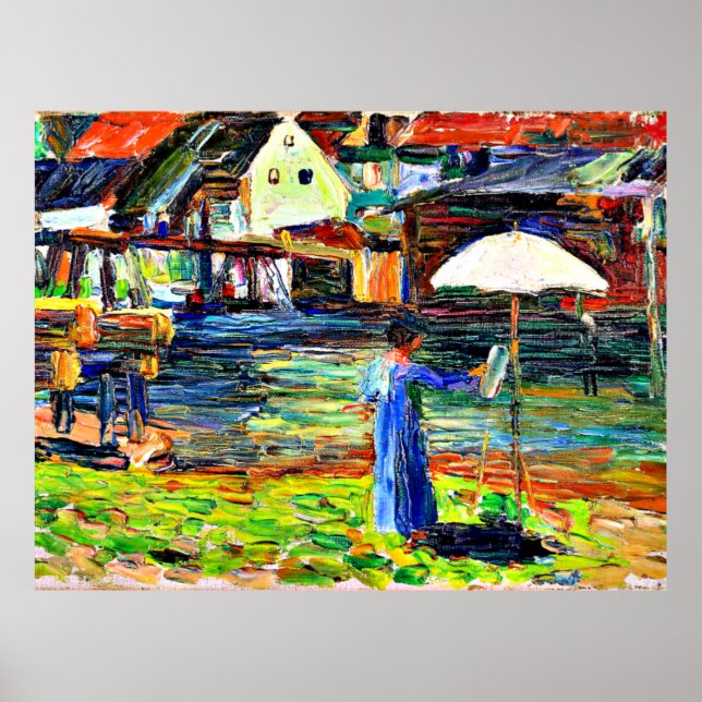 Poster Kandinsky - Gabriele Munter Painting em Kallmunz, (Frente)