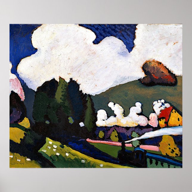 Poster Kandinsky - Landscape near Murnau with Locomotive (Frente)