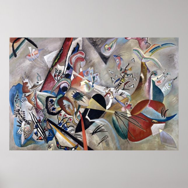 Poster Kandinsky Na Trabalho de arte Cinza Da Abstrato (Frente)