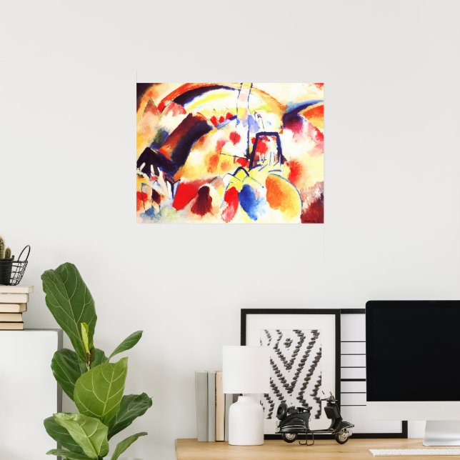 Poster Kandinsky - Paisagem com Pontos Vermelhos (Escritório em casa)