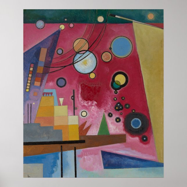 Poster Kandinsky - Vermelho pesado, pintura famosa, (Frente)