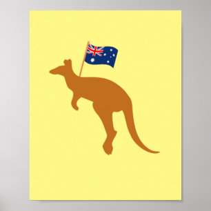 Poster kangaroo australia flag vertical