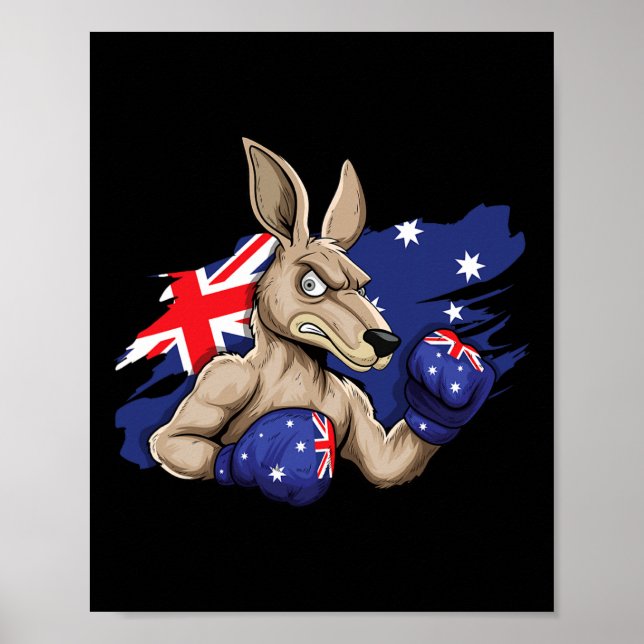 Poster Kangaroo Boxer Boxer Australian Flag Love Austral (Frente)