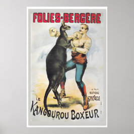 Poster Kangaroo Boxing - 1890s Vintage Style French Art