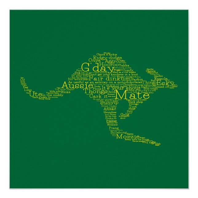 Pôster Kangaroo feito de gíria australiana (Frente)