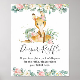 Poster Kangaroo Floral Greenery Fralda Raffle