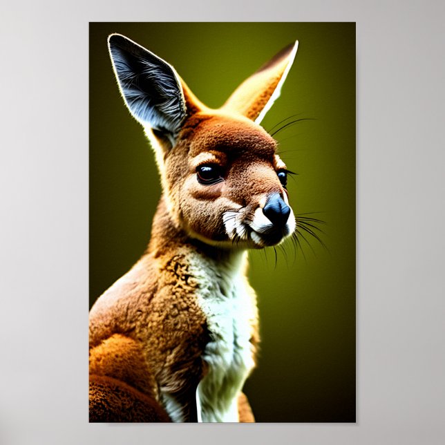 Poster kangaroo in nature portrait digital art (Frente)