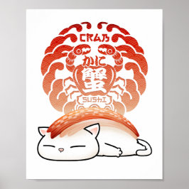 Poster Kani Crab Sushi Cat