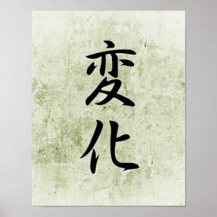 Pôster Kanji japonês para a mudança - Henka