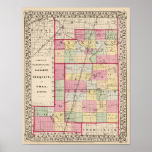 Poster Kankakee, Iroquois, condados de Ford
