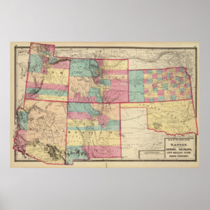 Pôster Kansas, arizona, Colorado, New mexico, e Utá