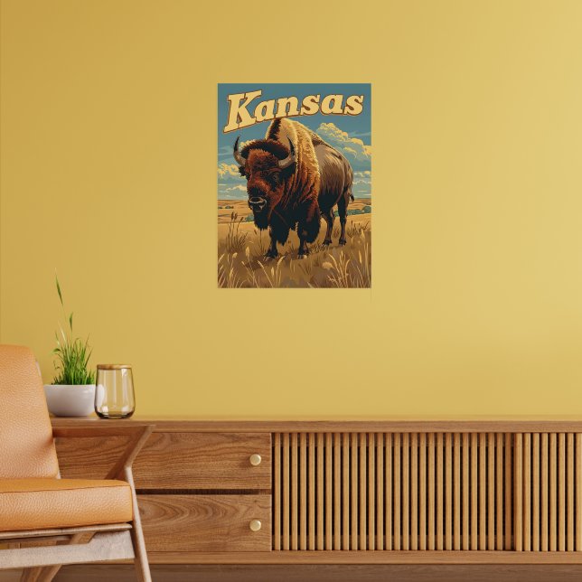 Poster Kansas Bison Vintage (Sala de Estar 2)
