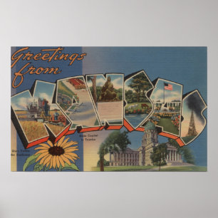 Poster Kansas (capital de estado/flor)
