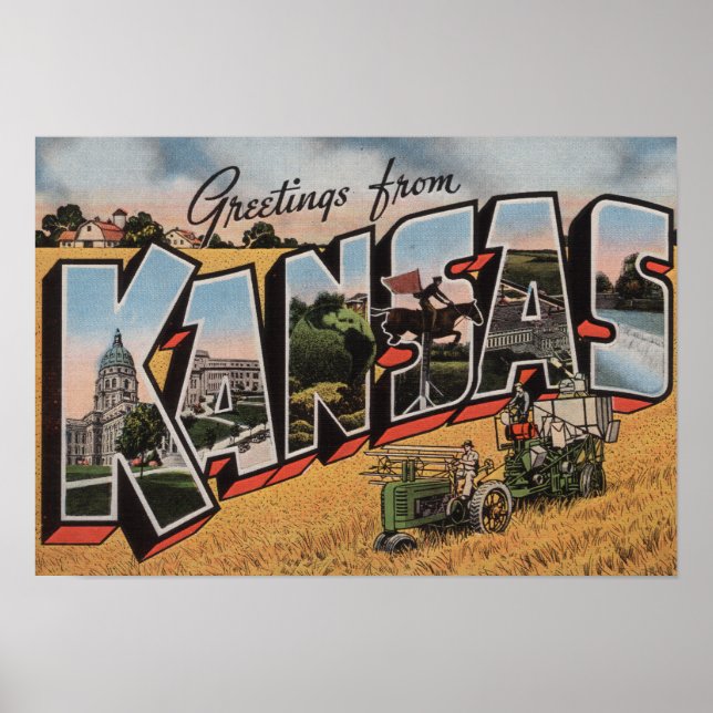 Pôster Kansas (Cena de Trator & Hay Bailer) (Frente)