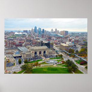 Pôster Kansas City do centro, Missouri, skyline