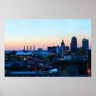 Pôster Kansas City do centro no por do sol