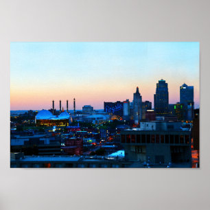 Pôster Kansas City do centro no por do sol