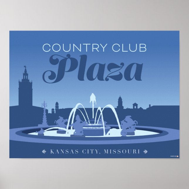 Poster Kansas City Landmarks: Country Club - 24 x 18 (Frente)