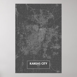 Pôster Kansas City, Missouri (branco no preto)