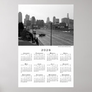Poster Kansas City, Missouri Skyline 2026 Calendar