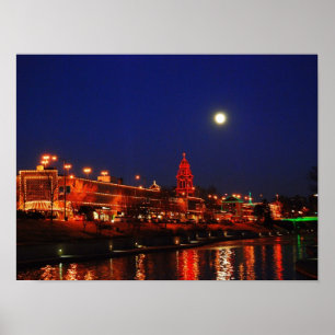 Pôster Kansas City Plaza fica sob lua cheia