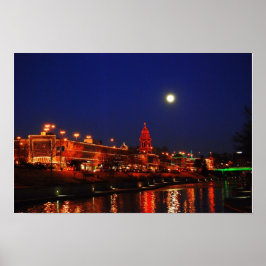 Pôster Kansas City Plaza Luzes De Natal Em Lua Cheia