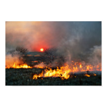 Kansas Prairie Burn em Sunset