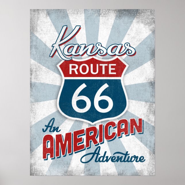 Poster Kansas Route 66 Vintage América (Frente)