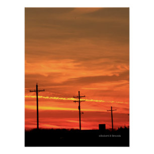 Pôster Kansas Sunset com Poster de nuvens coloridas