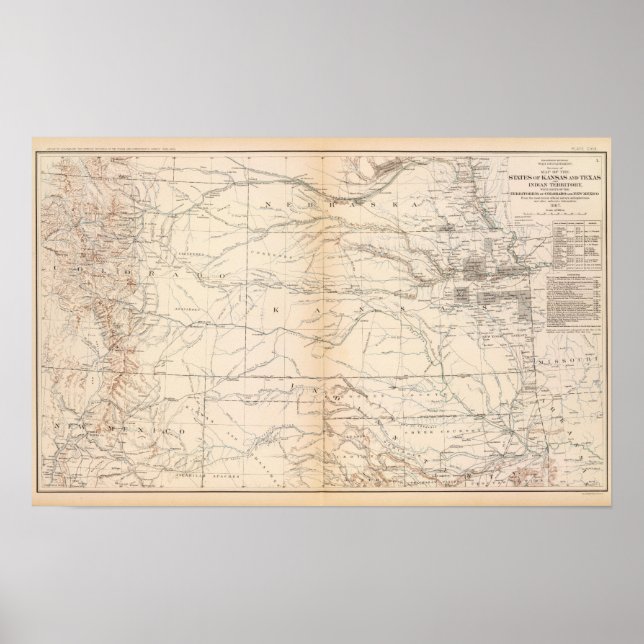 Poster Kansas, Texas, Território Indiano (Frente)