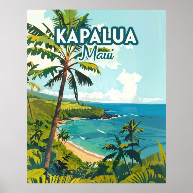 Poster Kapalua Maui Hawaii Bay Beach Vacer Retro (Frente)