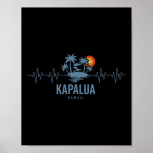 Poster Kapalua Y Havaí Vintage 80s Pôr do Sol Coração Lat