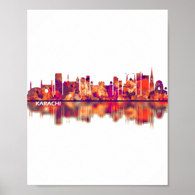Poster Karachi Paquistão Skyline (Frente)